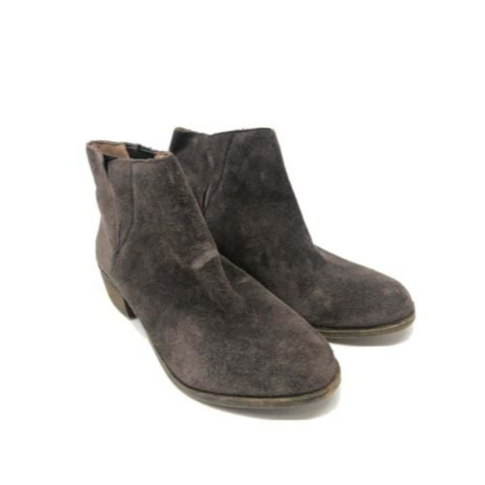 Lucky Brand Benissa Light Brown Suede Leather Ankle Bootie Boots Pull On 6m